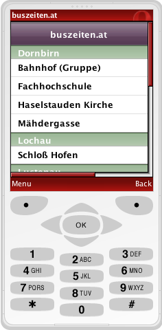 Startbildschirm (&copy; Opera Mini 4.2 Simulator)