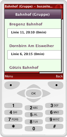 Detailansicht einer Haltestelle (&copy; Opera Mini 4.2 Simulator)