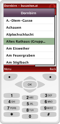 Haltestelle vormerken (&copy; Opera Mini 4.2 Simulator)