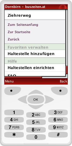Einfache Navigation (&copy; Opera Mini 4.2 Simulator)